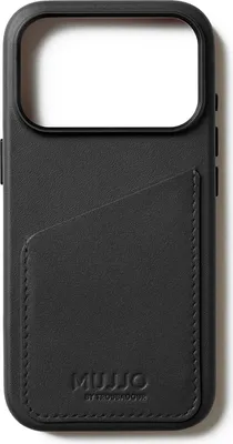 Image de Mujjo cuir portefeuille coque iPhone 17 Pro – Portefeuille en cuir pour 2-3 cartes – Compatible avec MagSafe – Cuir vieillissant magnifiquement - Noir