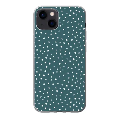 Produktbild von MuchoWow® Handyhülle Schutzhülle Hülle für iPhone 13 mini Polka dots - Weiß - Grün Silikon Softcase Handy Hülle - Softcase