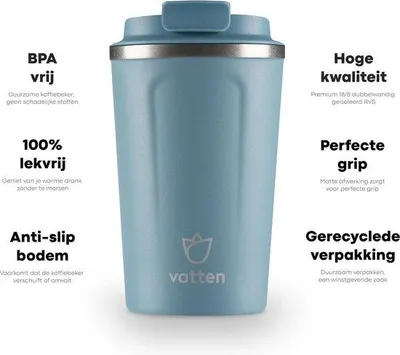 Zdjęcie produktu dla Termos na kawę ze stali nierdzewnej, kubek podróżny, 380 ml, z podwójnymi ściankami