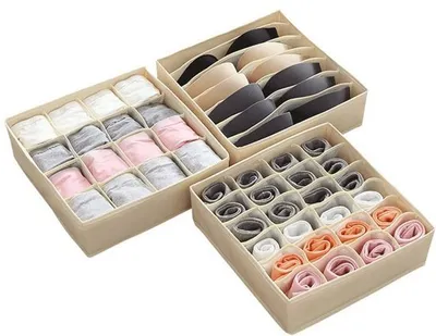 Produktbild von Aufbewahrungsbox Schrank Schublade Organizer Teiler für Unterwäsche, 3 Stücke, zur Aufbewahrung von Dessous, BHs, Unterwäsche