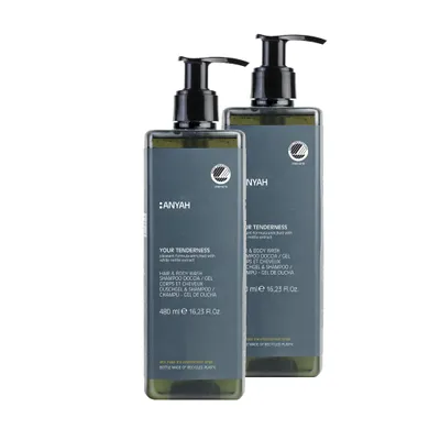 Produktbild von ANYAH Shampoo 2x480ml – Stärkung und Schutz für Haut und Haar – Umweltzeichen-