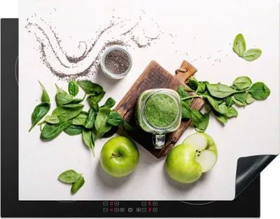 Produktbild von KitchenYeah© Herdabdeckplatte Kräuter - Apfel - Smoothie , 77x59cm, Küche Deko, Glaskeramikkochfeld Herdabdeckung, Abdeckplatte fùr Kochfeld