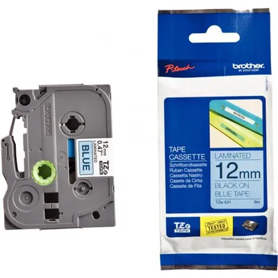 Brother Schriftbandkassette, TZe-531, 12 mm breit/ 8 m lang, schwarz auf blau, laminiert