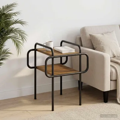 Image de Table basse exclusive en bois massif, chêne, dimensions : 40 x 40 x 51 cm