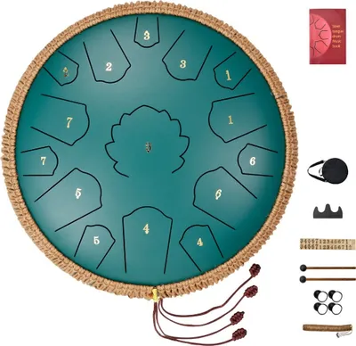 Produktbild von Stahlzungentrommel Regenglockenspiel 356mm D-Dur - Grün - Wetterfeste Regentrommel - Musikalisches Gartenspielzeug - Ideal für Kinder und Erwachsene