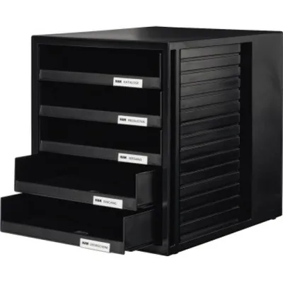 Produktbild von HAN Schubladenbox 1401-13 DIN A4 5Schubfächer PS schwarz/schwarz