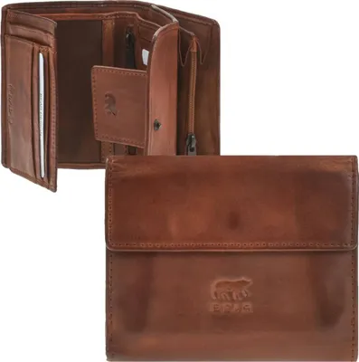 Produktbild von Bear Design Portemonnaie Leder 12x10cm "Jill" Damen Geldbörse kompakt cognac