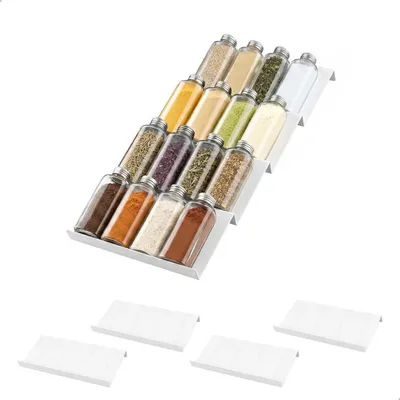 Immagine prodotto di Organizzatore per spezie, cassetto, confezione da 4 pezzi, colore bianco, materiale PP