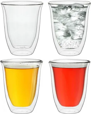Produktbild von Creano doppelwandige Gläser 250ml „DG-V“, 4er Set, Thermoglas doppelwandig aus Borosilikatglas, Kaffeegläser, Teegläser, Latte Gläser, Doppelwandgläser
