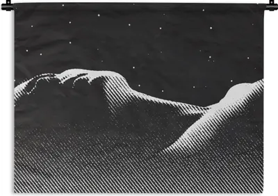 Produktbild von MuchoWow® Wandteppich Wandbehang Eine schwarz-weiße Illustration einer Frau unter den Sternen 120x90 cm Tapisserie Dekoration Wandtuch - Wohnen - Aufhänger für die Wand