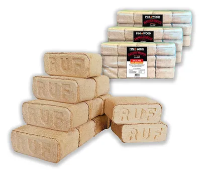 Produktbild von PINI 30 kg Holzbriketts 100% Buche Hartholzbriketts RUF Kamin Ofen Grill Feuerstelle Brennholz, 36 Briketts