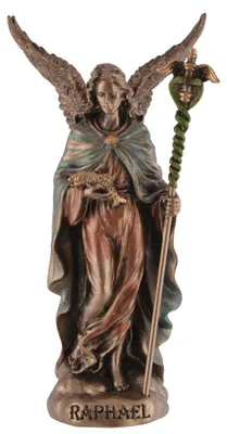 Produktbild von Erzengel Raphael  Figur Miniatur handbemalte Engel Statue von Veronese 10 cm