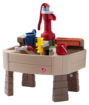 Produktbild von Step2 Pump & Splash Discovery Wasserspieltisch mit Pumpe | Wassertisch aus Kunststoff für Kinder in Graun & Rot | Wasser Spielzeug für den Garten mit 8-teiligem Zubehörset