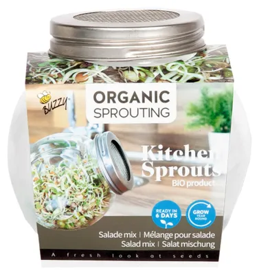 Produktbild von Sprossenglas mit Keimsprossen Salatmischung | Keimsprossenglas von Buzzy Seeds