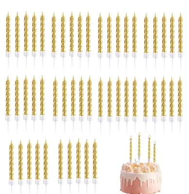 Immagine prodotto di TRANKIELO® - 50 candeline a spirale dorate con supporti - perfette per decorazioni di compleanni, matrimoni e feste