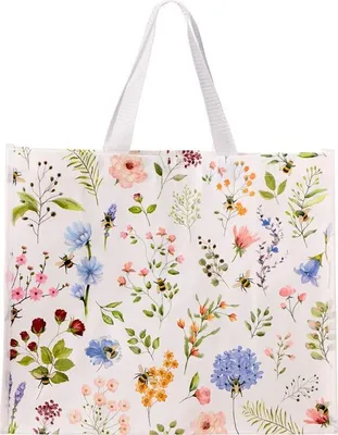 Produktbild von Einkaufstasche Blumen und Bienen, Einkaufstaschen Geschenkidee Blume Tasche
