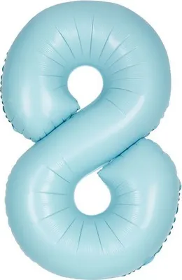 Produktbild von XL Folienballon hellblau matt Zahl 8