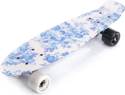 Produktbild von Skateboard Komplette 22" Mini Cruiser Board Retro Komplettboard für Anfänger Kinder Jugendliche Erwachsene, 56x15cm Meteor Multicolour FLOWERS white
