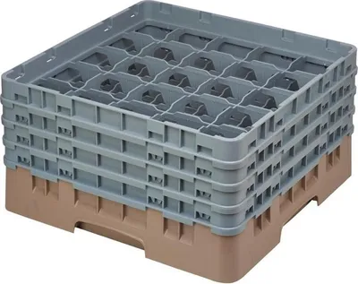 Image de Panier à verres Cambro, beige, 25 compartiments, hauteur maximale des verres : 21,5 cm