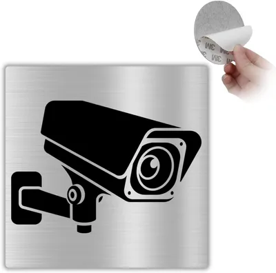 Imagen del producto de Letrero de aluminio para videovigilancia, 10x10 cm, para protección contra robos