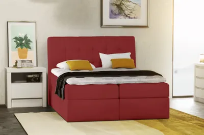 Produktbild von Boxspringbett Schlafzimmerbett TURIN Kunstleder Rot 120x200 cm