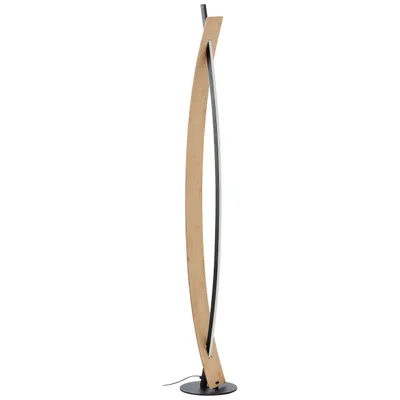 Produktbild von LED Stehleuchte, 120 cm, 2000 lm, 3000 K, Metall/Bambus, schwarz/natur