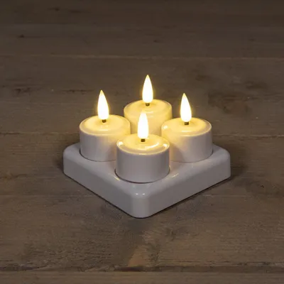 Productafbeelding van Set 4 St 3D Wick Rechargeable White Tealight Dia3,8 cmxh5 cm Anna's Collection