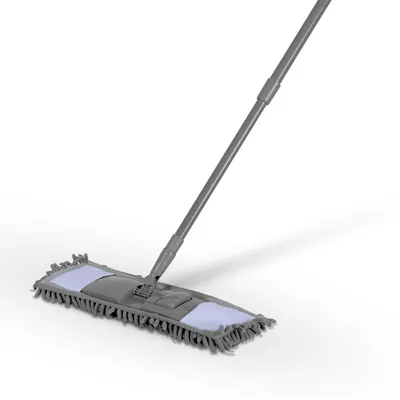 Produktbild von Bodenwischer-Set Anthrazit, Flachmopp mit Chenille Bezug, 360° Gelenk, Wischmopp mit Fußklick-System, für alle Böden