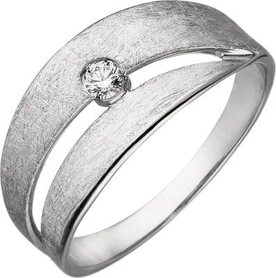 Produktbild von Ring 585 Gold Weißgold flach Diamant Brillant 0,09 Ct W/SI Fingerring Innenumfang 56mm Ø17.8mm
