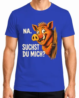 Immagine prodotto di T-shirt da uomo, blu, taglia XL, con scritta "Caccia al cinghiale: dichiarazione sarcastica"