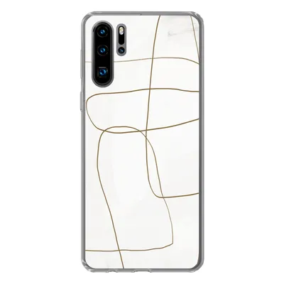 Produktbild von MuchoWow® Handyhülle Schutzhülle Hülle für Huawei P30 Pro Kunst - Braun - Weiß - Abstrakt Silikon Softcase Handy Hülle - Schutzdeckel