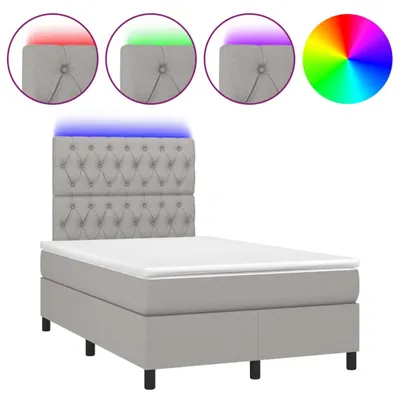 Produktbild von vidaXL Boxspringbett mit Matratze & LED Hellgrau 120x200 cm Stoff