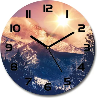 Produktbild von Wanduhr aus Glas 30fi Glasbild Glasuhr Gehärtetes Glas - schwarze-zeiger - Sun over the mountains