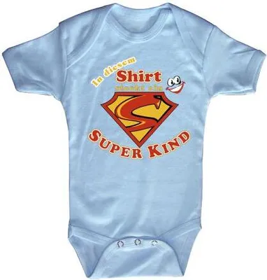 Produktbild von Babystrampler mit Print – Superkind - 08307 hellblau – Gr. 0-24 Monate Größe - 0-6 Monate