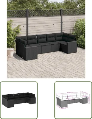 Produktbild von The Living Store 7-tlg. Garten-Sofagarnitur mit Kissen Schwarz Poly Rattan