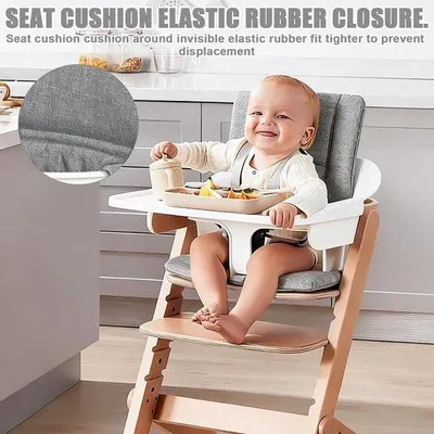 Produktbild von Kinderstuhl-Sitzkissen 186G - Grau, Baumwolle - Wasserdicht und atmungsaktiv - Komfortabel für Stokke Tripp Trapp