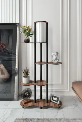 Immagine prodotto di Opviq, moderna lampada da terra in carta craft e MDF, noce, altezza 150 cm | 1 x E27, max. 40 W, IP20 | Design elegante per gli ambienti abitativi, raffinata e funzionale.