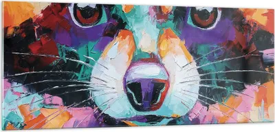 Produktbild von Bilder auf glas - Einteilig - Waschbär Bunt Öl - 100x40cm - Glasbilder - Wandbilder - Bilder - zum Aufhängen bereit - Wanddekoration aus Glas - Glas Bilder - Wandbild auf Glas - GAB100x40-4565