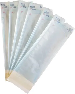 Produktbild von 8x Sterilisationsbeutel mit Dampf- und EO-Gasindikator, Polypropylen / Papier, blau, selbstklebend, Größe 140 x 260 mm, Box à 200 Stück | Packung (1 Stück)