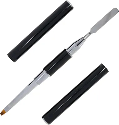 Produktbild von INLAQ® 2-in-1 Nagel-Pinsel & Spatel - Doppelseitiges Werkzeug für UV/LED-Nagelgel, Polygel, Tips & Verlängerungen - Edelstahl & Synthetikborsten