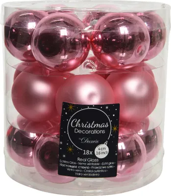 Produktbild von Weihnachtskugeln Glas 4cm 18 Stück - Lippenstiftrosa