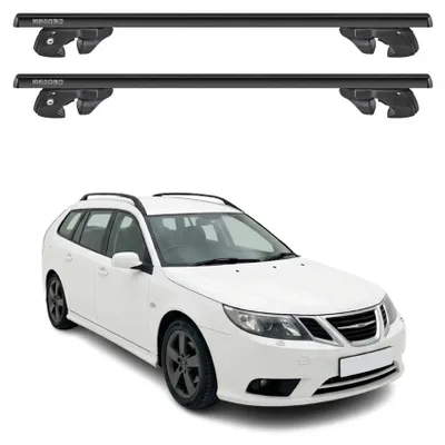 Produktbild von Dachträger Grundtäger für Saab 9-3 II Kombi 2005-2011 Alu 90kg Schwarz 2tlg, KI-generiertes Bild