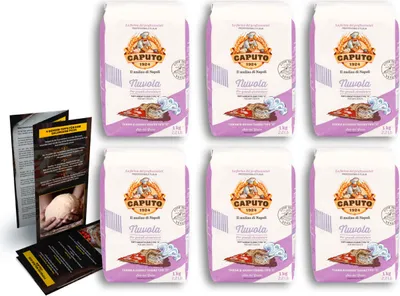 Produktbild von DELICRET - 6x 1kg Caputo Nuvola + Original Pizzarezept und Tipps | Gehzeiten bis 2 - 48h | Pizzamehl Typ 0 | Pizza Mehl
