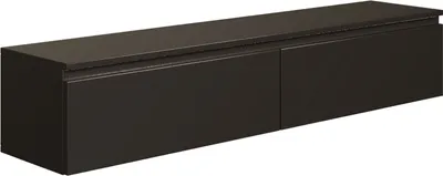 A dark-colored TV stand or media console is shown against a white background.