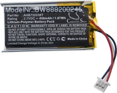 Zdjęcie produktu dla vhbw Akumulator zamienny do słuchawek bezprzewodowych Sennheiser AHB732038T (450 mAh, 3,7 V, litowo-polimerowy)