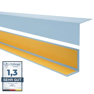 Obrázek produktu pro QUEST Rohová lišta PVC 20x20mm, 1,5m, Samolepicí, tvrdý ochranný roh na zeď, KTK, L profil, světle modrá