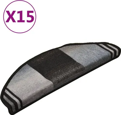 Produktbild von Treppenmatten Selbstklebend 15 Stk. Schwarz und Grau 65x21x4 cm