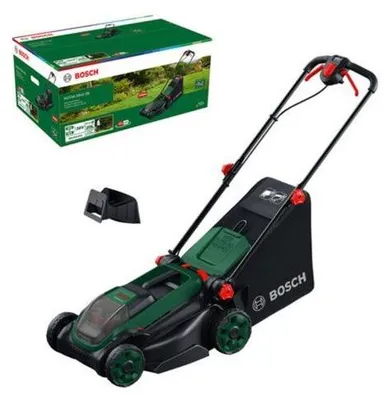 Immagine prodotto di Tagliaerba Rotak 18V2-38 Bosch, fornito senza batteria né caricabatterie, confezionato in una scatola di cartone