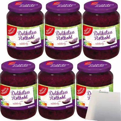Produktbild von Gut & Günstig Delikatess-Rotkohl tafelfertig erntefrisch verarbeitet 6er Pack (6x680g Glas) + usy Block