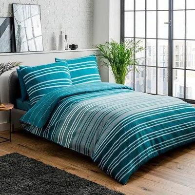 Productafbeelding van Beddengoedset – Gestructureerd streepmotief – 200x200 cm